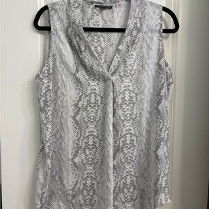 Adrianna Papell White Sleeveless Wrap Blouse